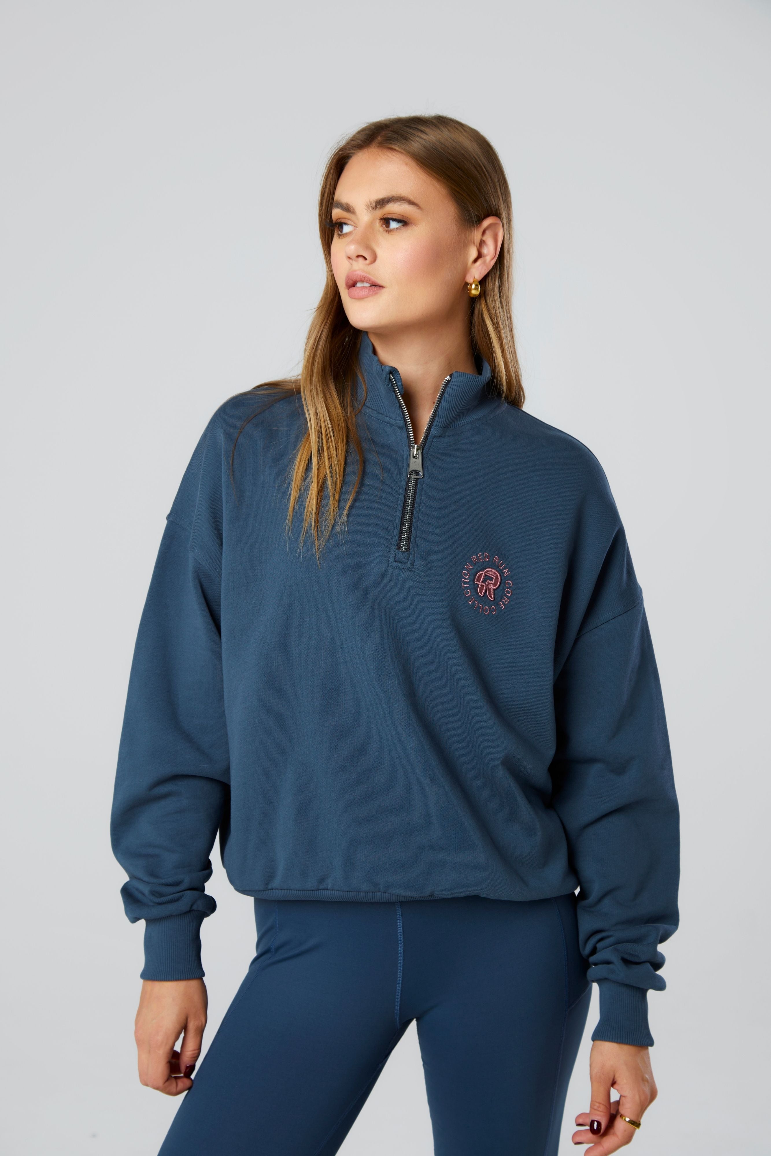 Women's Red Run Activewear Midnight Blue Core 1/4 Zip Jumper