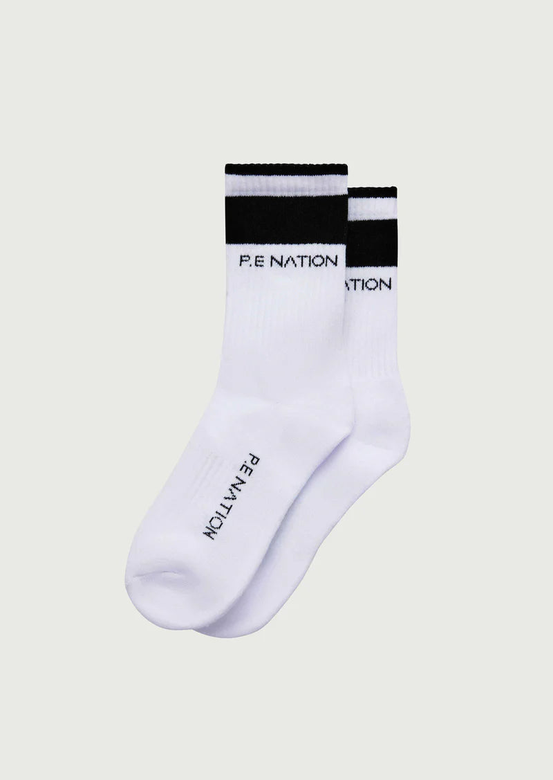 Women's P.E Nation White Homage Socks