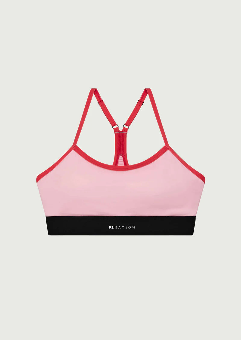 Women s P.E Nation Pink Signature Sports Bra ODs Designer Clothing