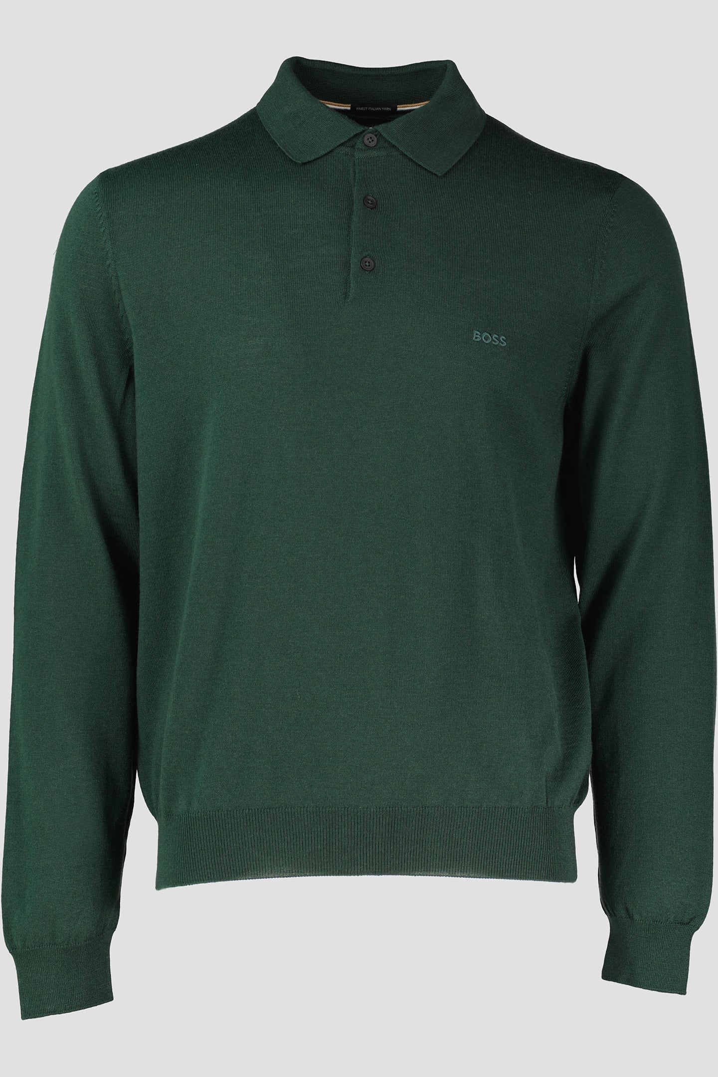 Men's BOSS Open Green Bono Long Sleeve Polo Shirt