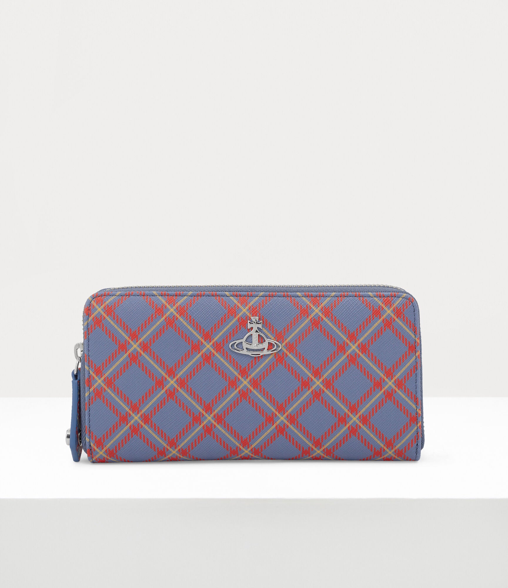 Women's Vivienne Westwood Classic Zip Round Wallet In Orange Blue Tartan