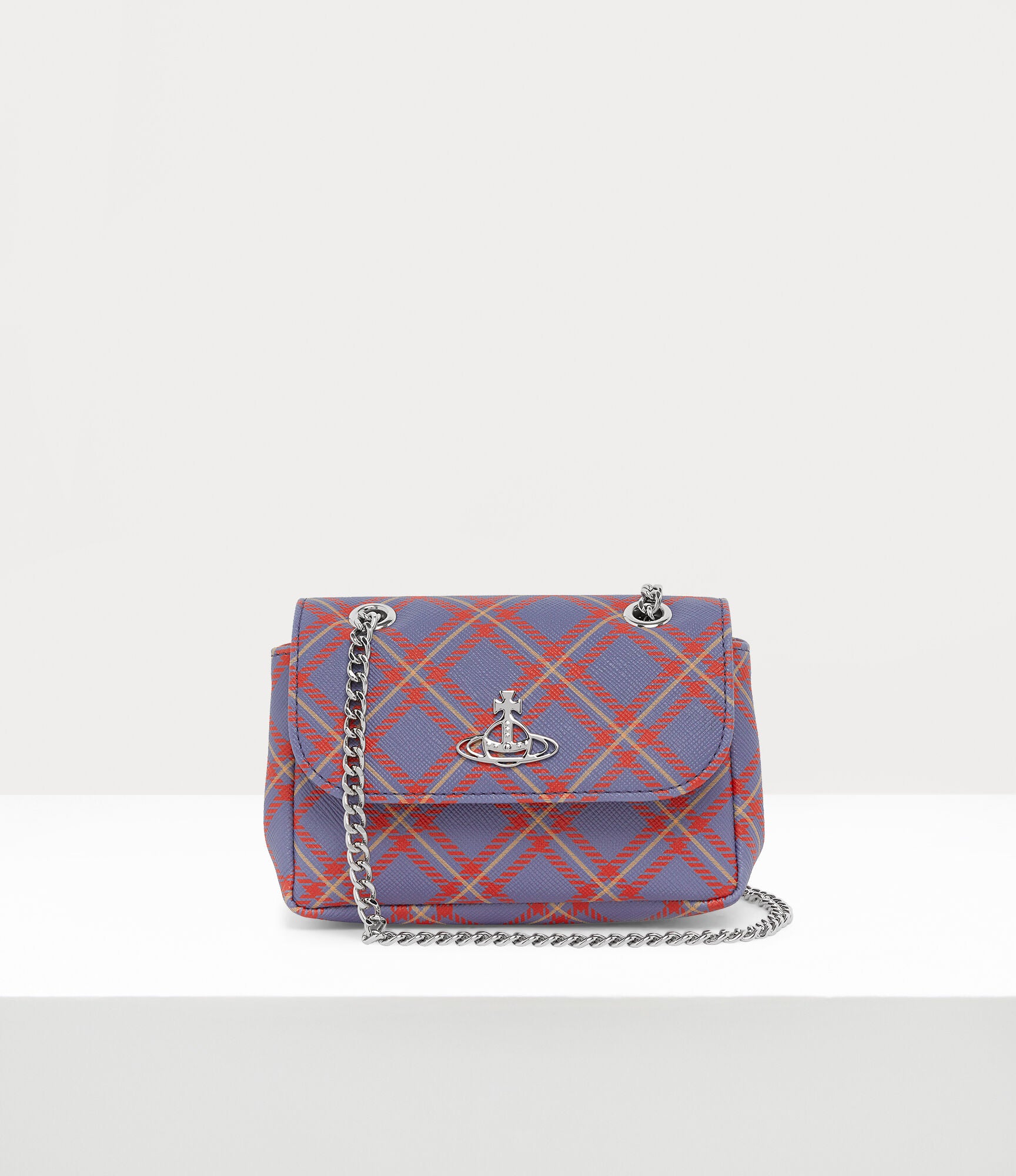 Women's Vivienne Westwood Small Chain Purse in Blue & Orange Tartan