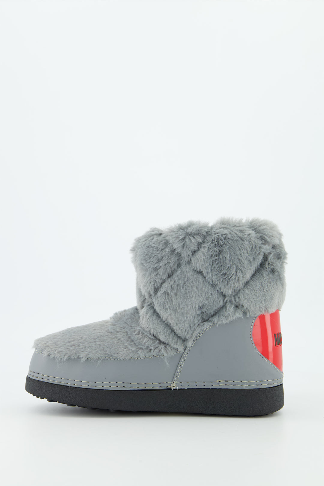 Women s Love Moschino Grey Chunky Fur Ski Boots ODs Designer Clothing