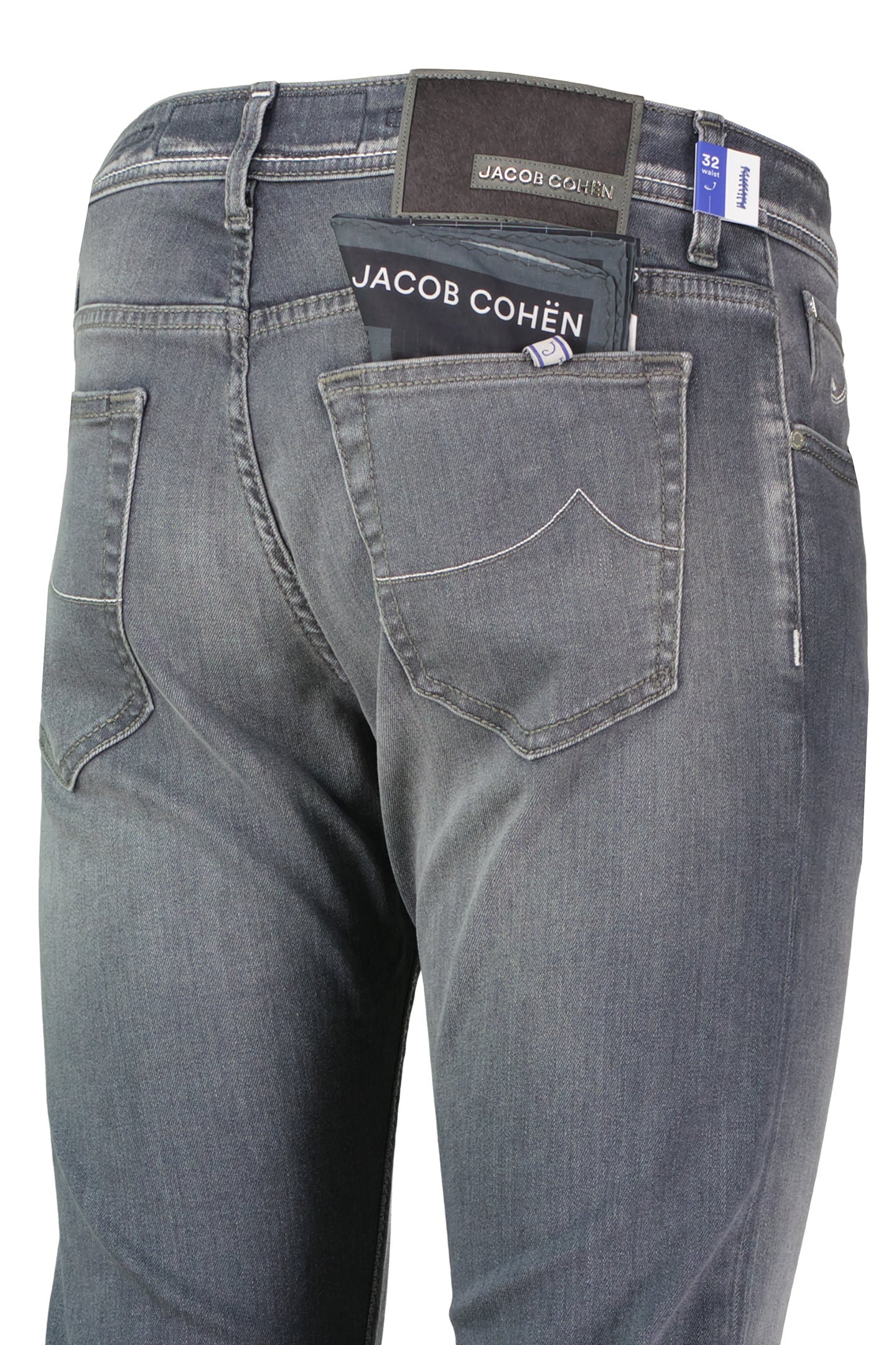 Men's Jacob Cohen 10.5oz Grey 5 Pocket Stretch Slim Fit Nick Jeans