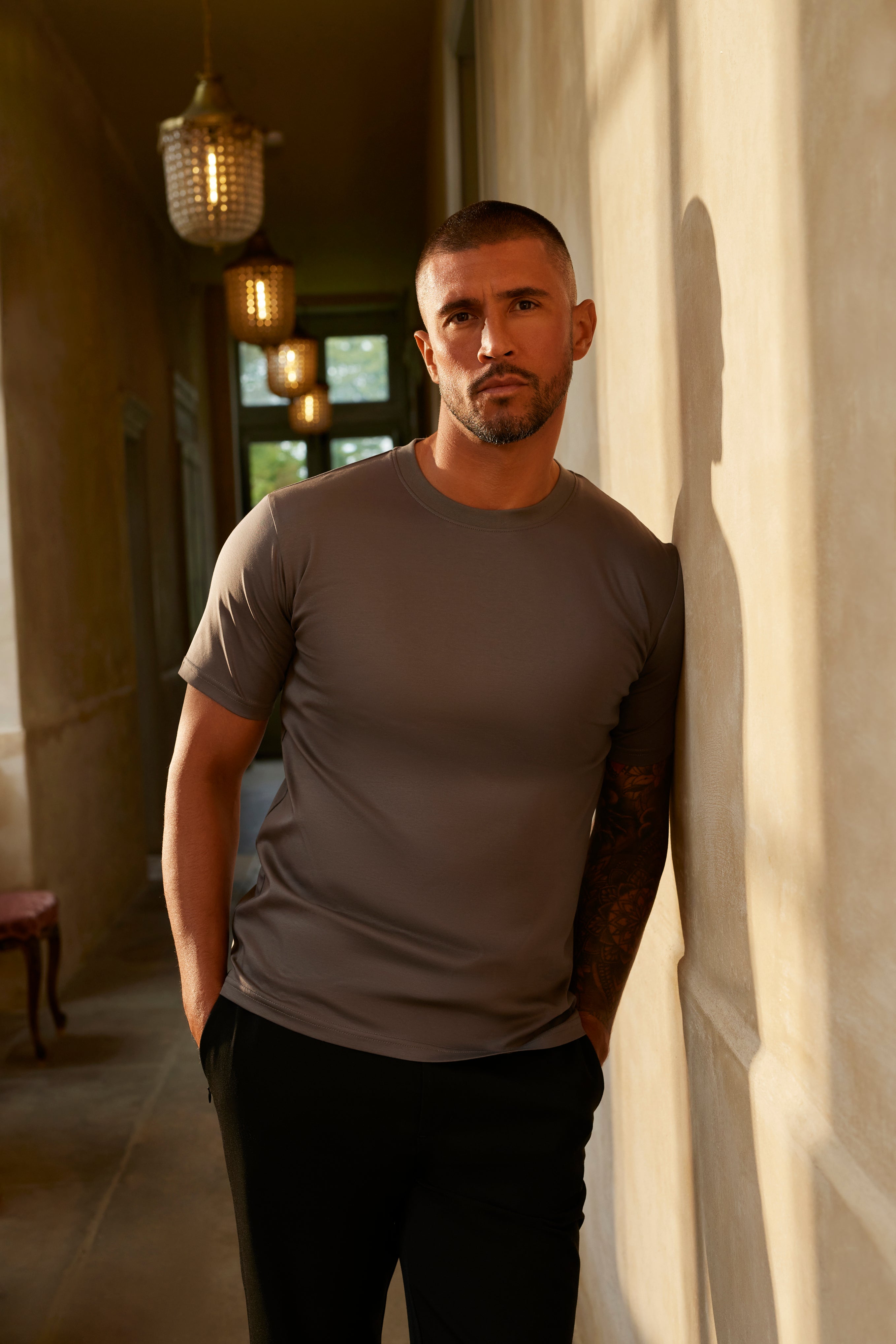 Men's Belier Grey Mercerised T Shirt