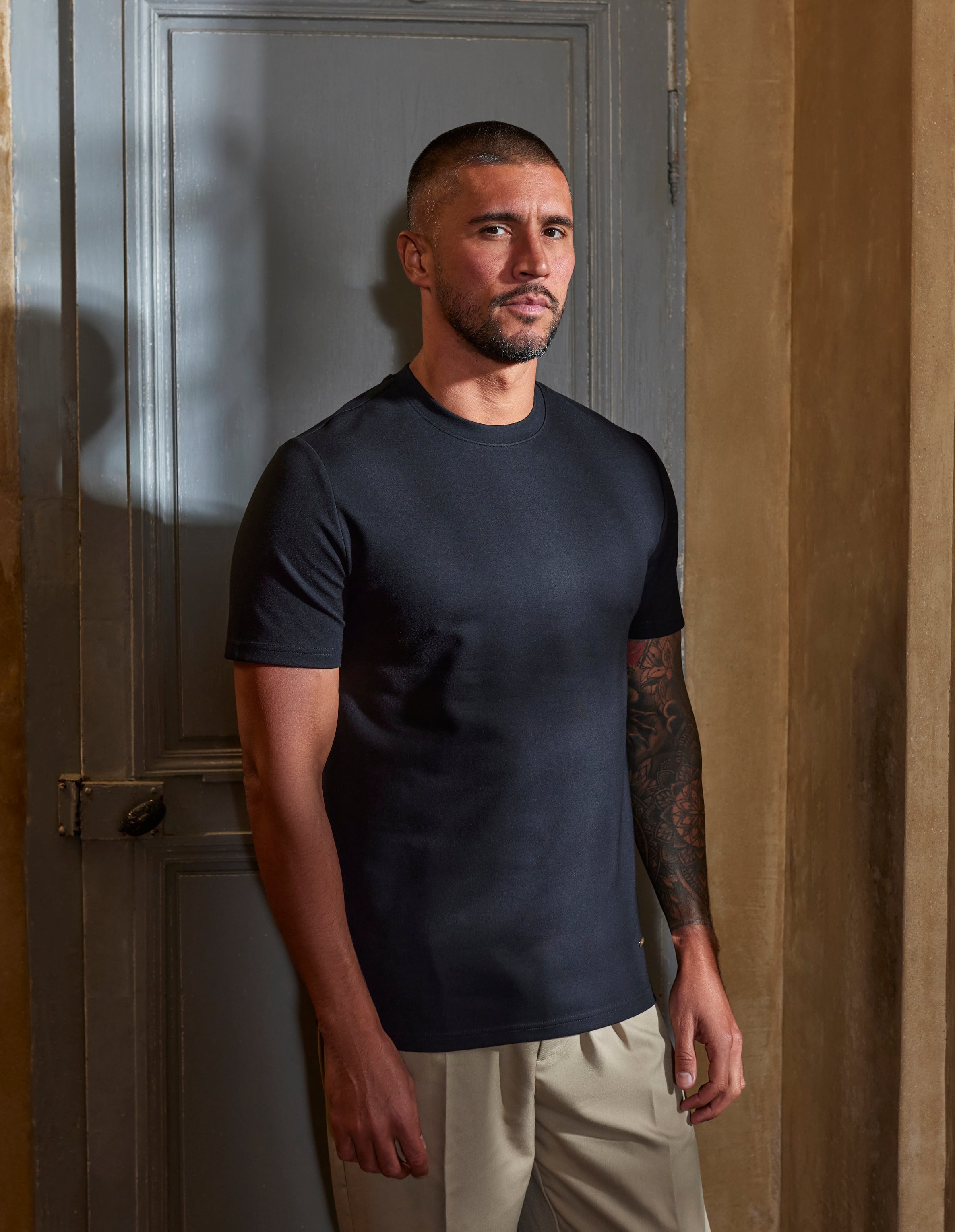 Men's Belier Black Mercerised T Shirt