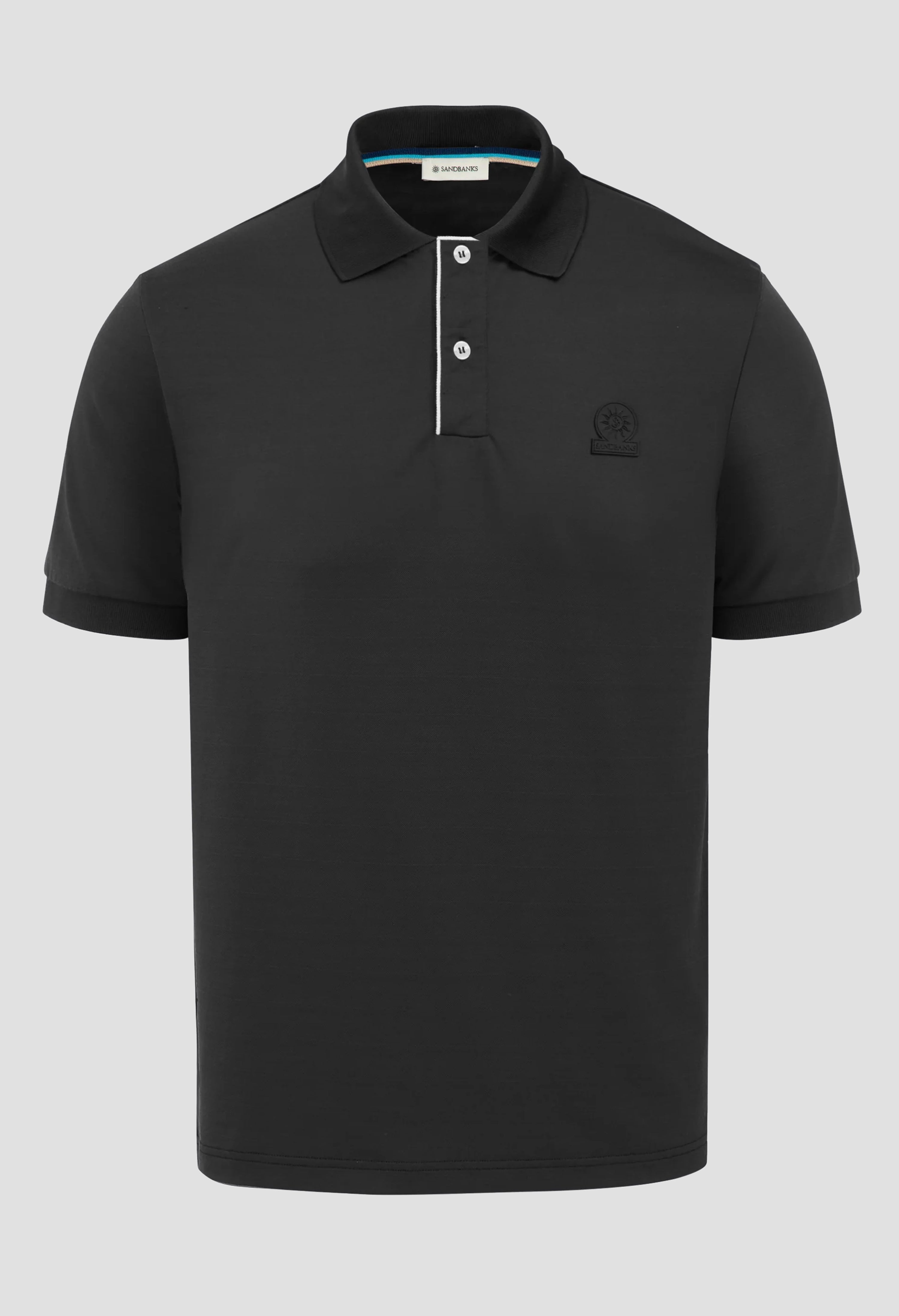 Men's Sandbanks Black Contrast Stripe Placket Polo Shirt