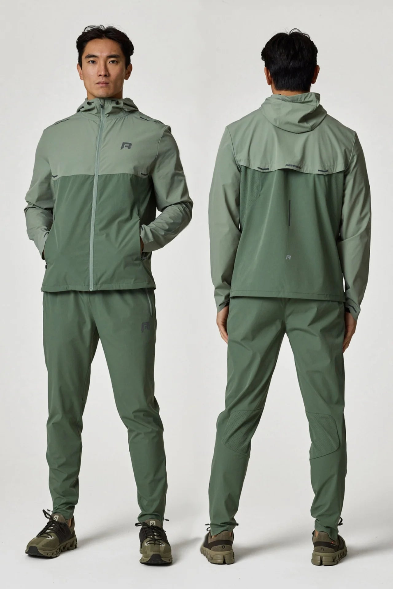 Men's Reprimo Sage Botanical Xcelerate Windbreaker Jacket And Pant Tracksuit Set