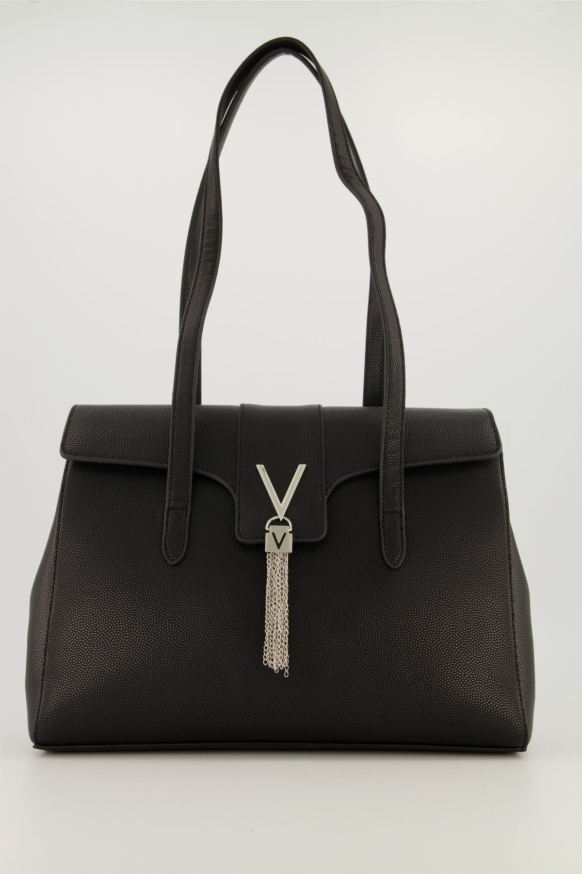 Valentino Bags Grey Divina Pebbled Tote Bag