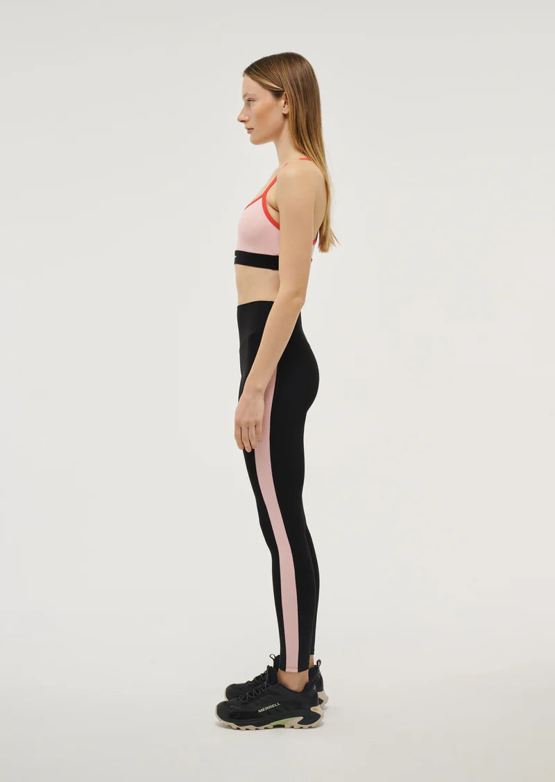 Pink rose black leggings hotsell