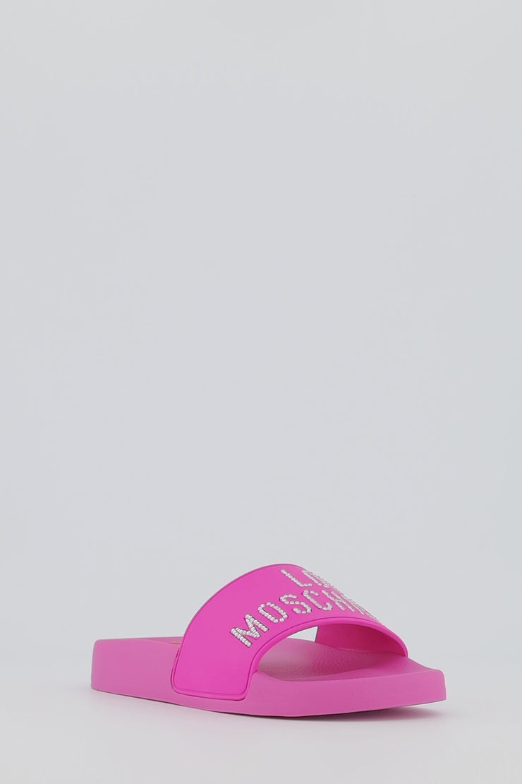 Pink discount moschino slides