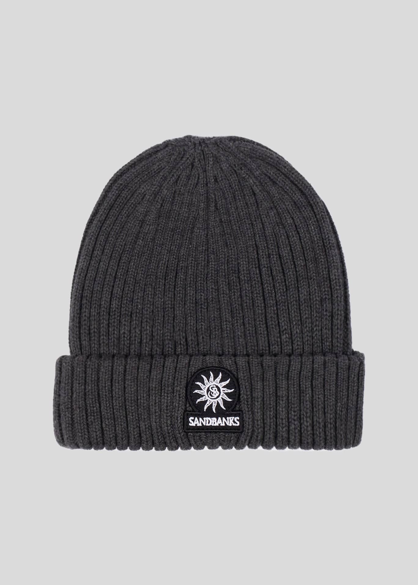 Men's Sandbanks Badge Logo Anthracite Beanie