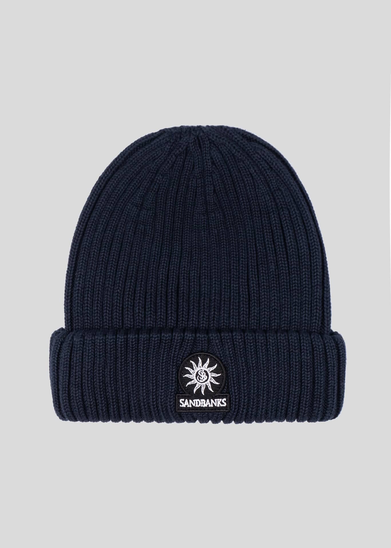 Men's Sandbanks Badge Logo Navy Beanie