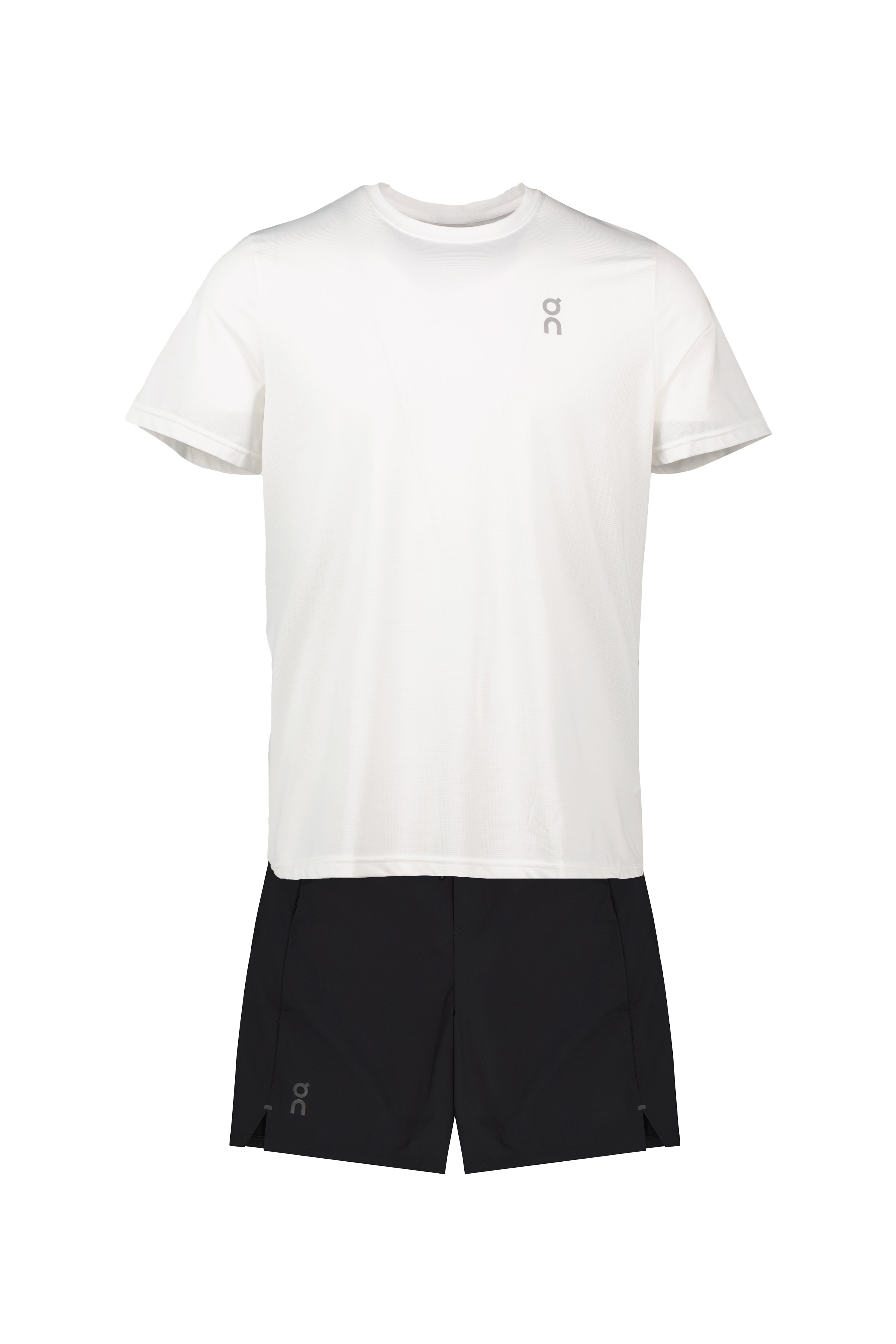 Men's On Running Undyed White Core T Shirt & Black Performance Hybrid Shorts Set