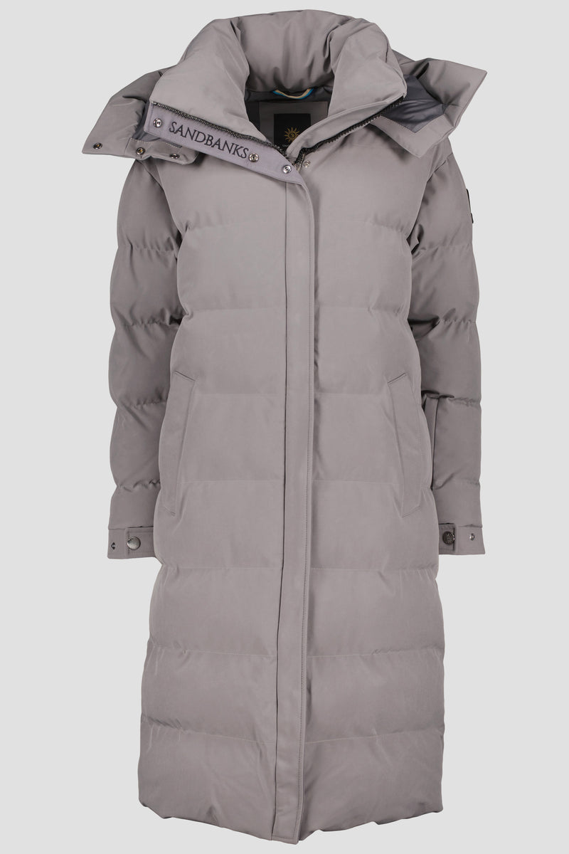 Women's Sandbanks Haven Light Grey Long Puffer Jacket – ODs Designer ...